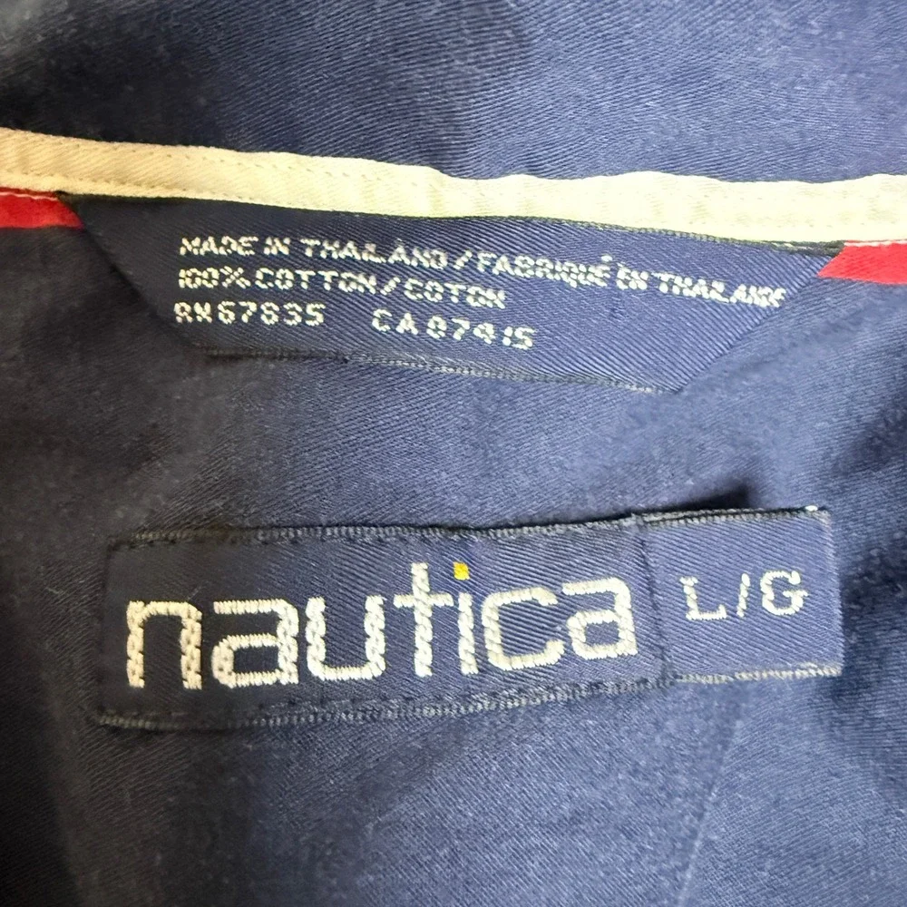 Vintage 90s Nautica Button Down Shirt Mens Large Striped Nautical Preppy EUC